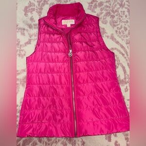 Michael Kors Pink Quilted Vest with Logo Zipper size XS